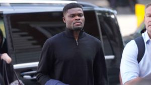 Thomas Partey arrives at Southwark Crown Court