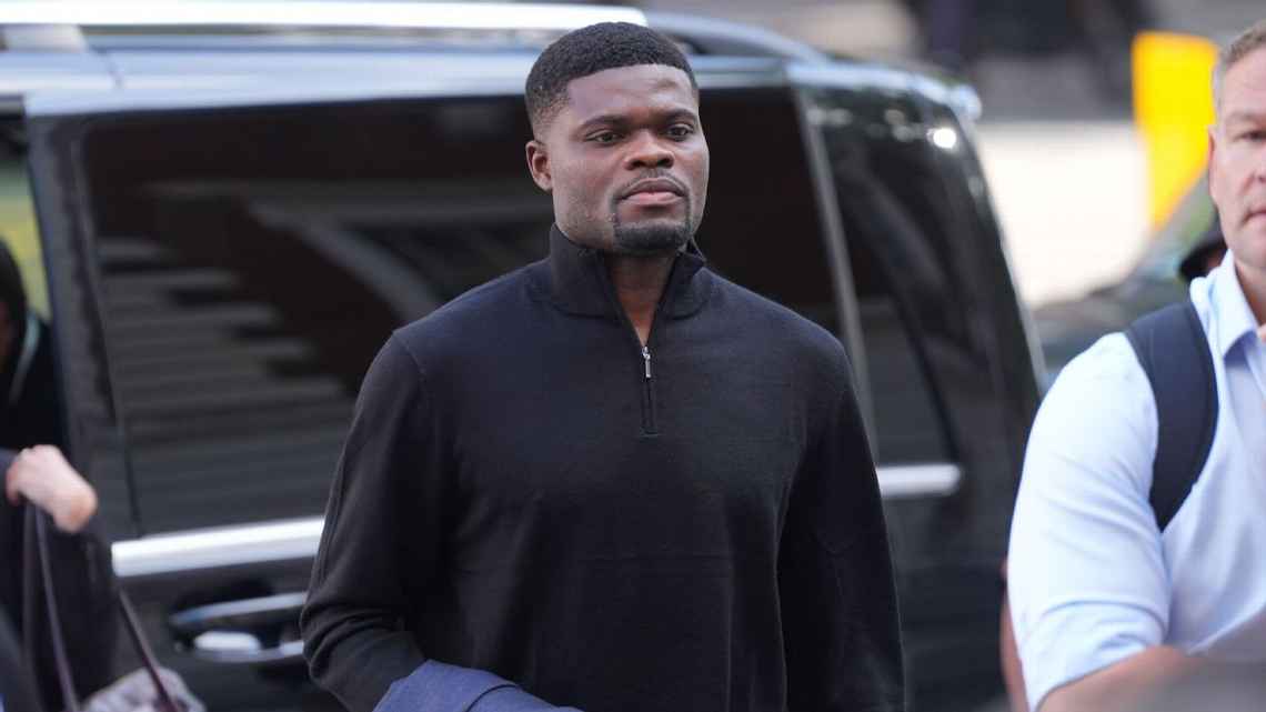 Thomas Partey arrives at Southwark Crown Court